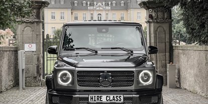 Hochzeitsauto-Vermietung - Chauffeur: Chauffeur buchbar - Nordrhein-Westfalen - Fahrzeug von vorne. - Mercedes G-Klasse G500