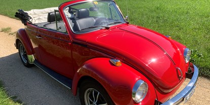 Hochzeitsauto-Vermietung - Art des Fahrzeugs: Oldtimer - Das rote Hochzeitsauto in Cabriolet Version
 - VW Käfer Cabriolet rot